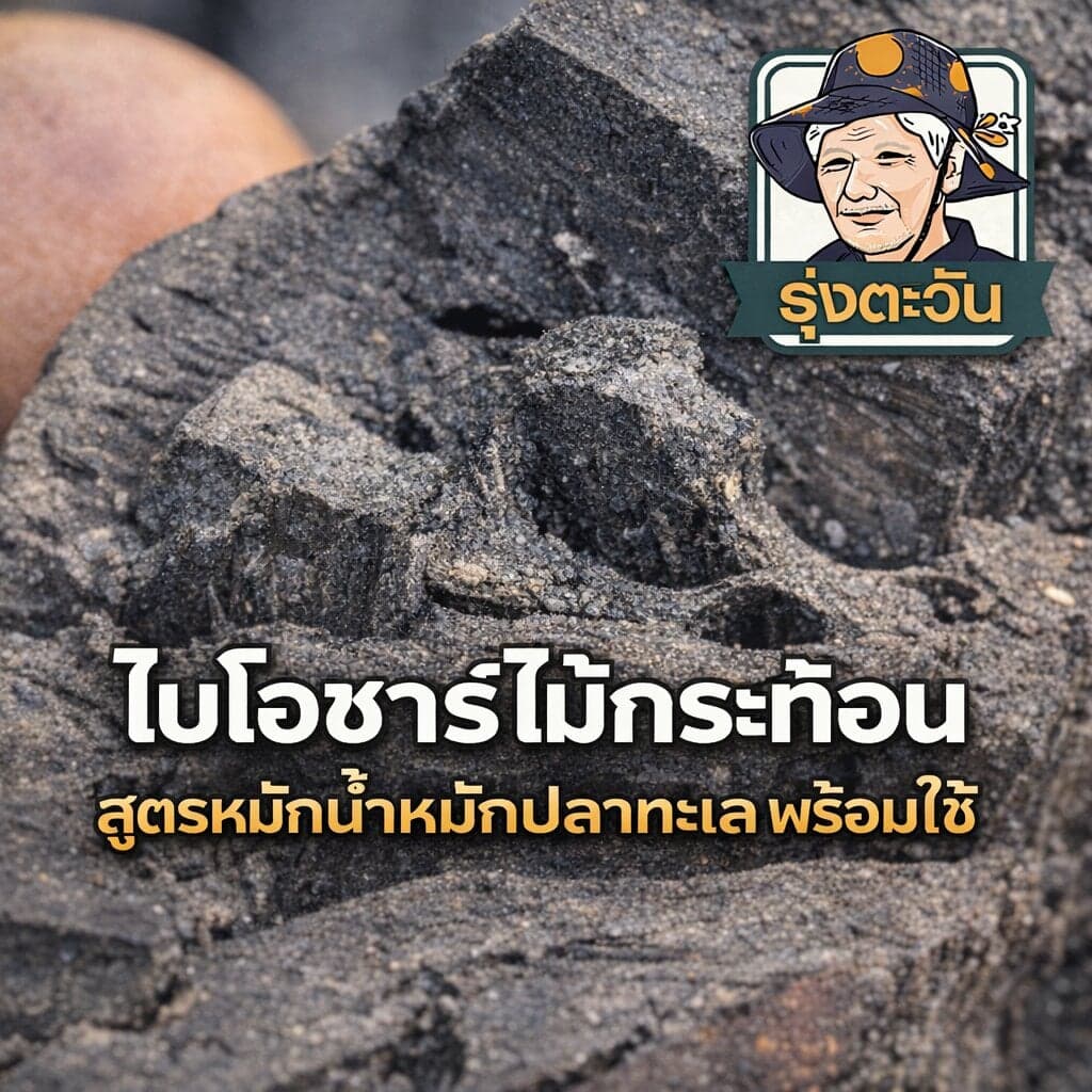 ถ่านไบโอชาร์ หมักพร้อมใช้ สูตรน้ำหมกปลาทะเล