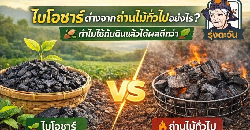 ไบโอชาร์ต่างจากถ่านไม้ทั่วไปอย่างไร? ทำไมใช้กับดินแล้วได้ผลดีกว่า